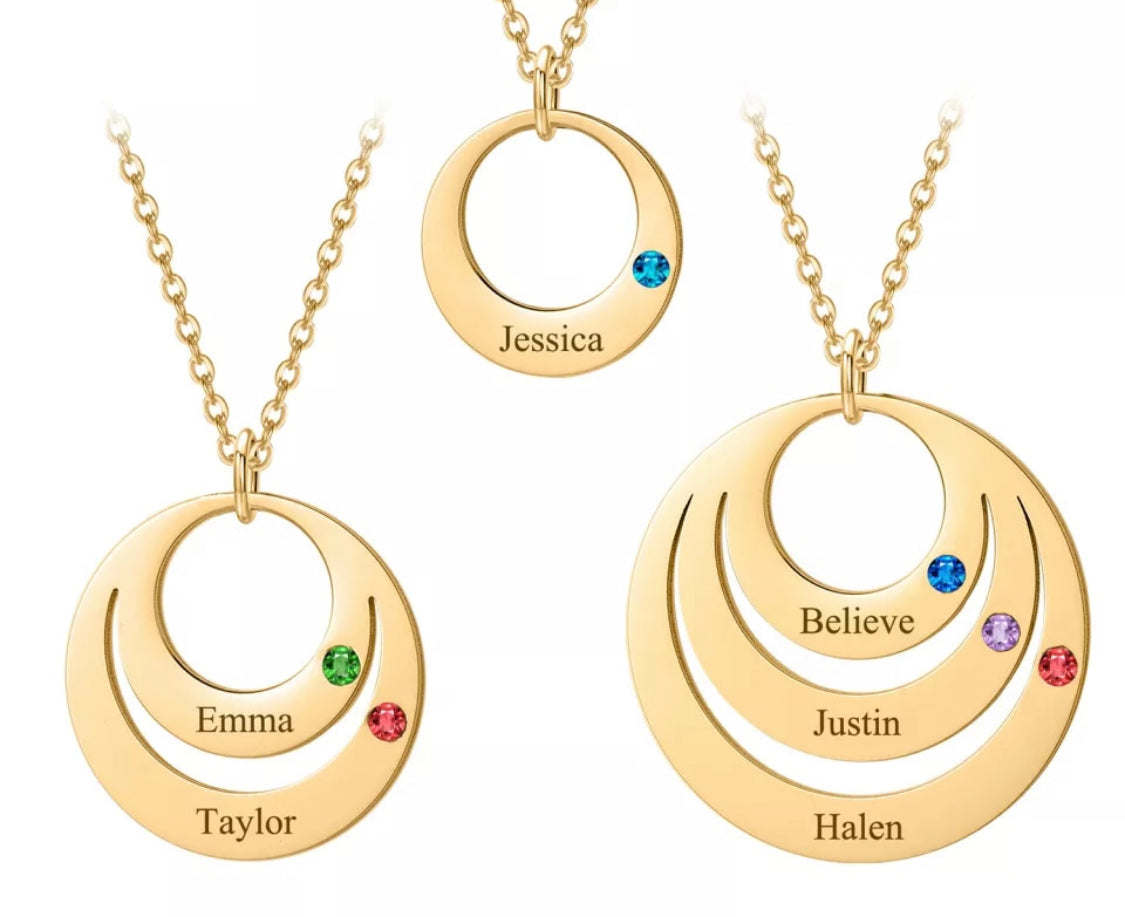 Waterproof up to 3 names birthstone circles