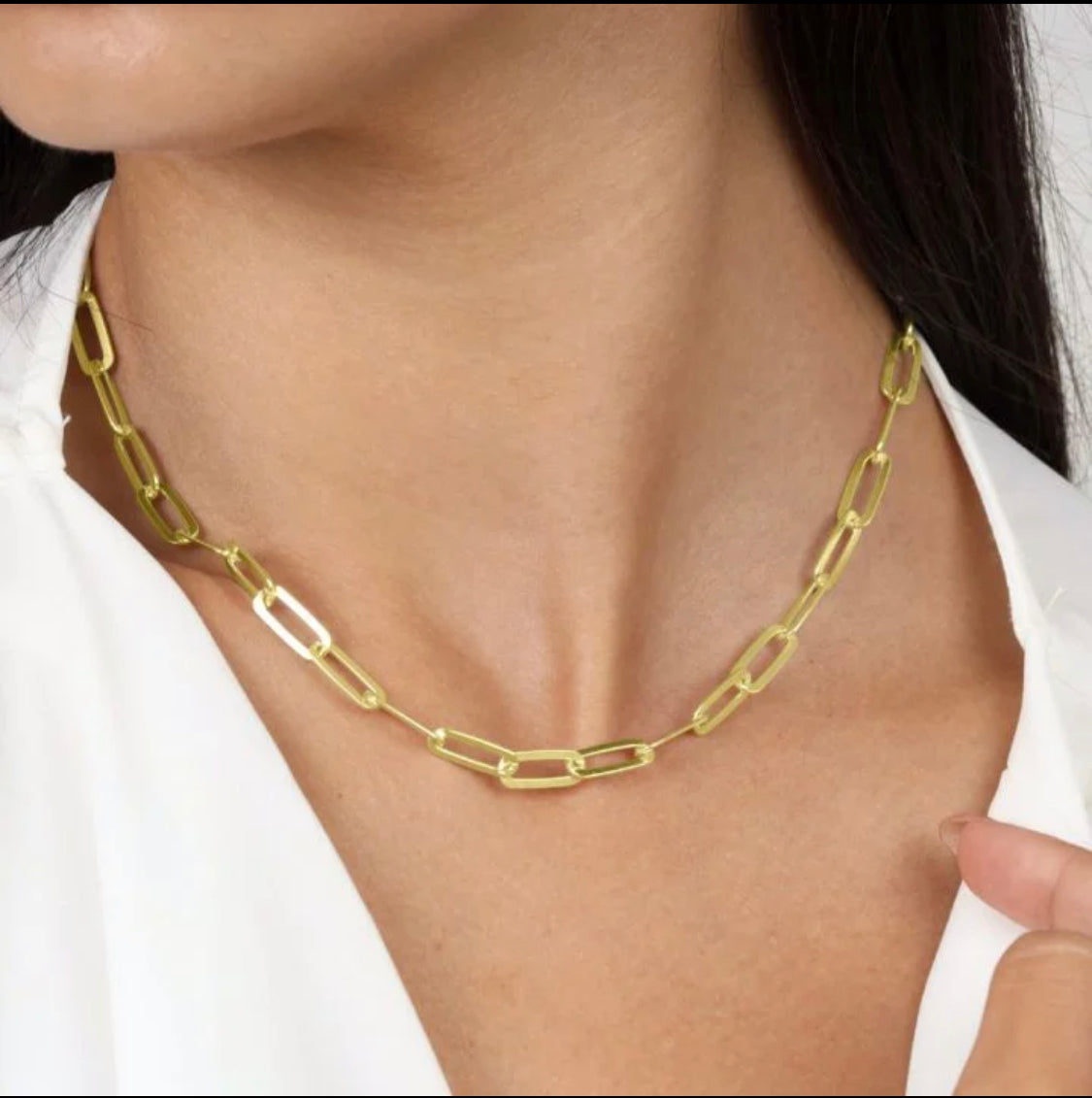 Plain link paper clip necklace