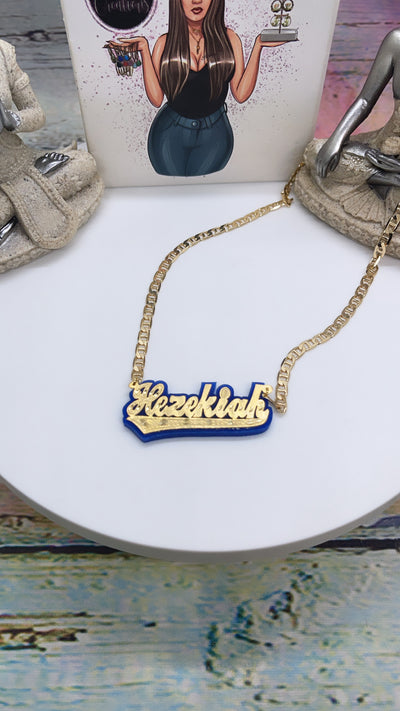 Boys gold plated nameplate necklace