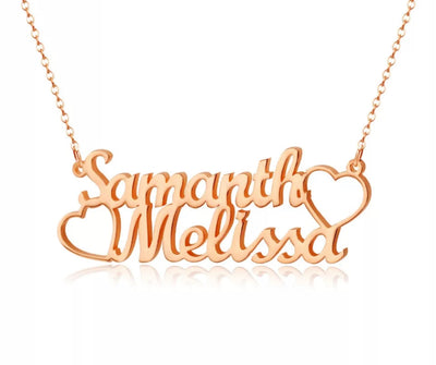 Double name waterproof necklace with heart