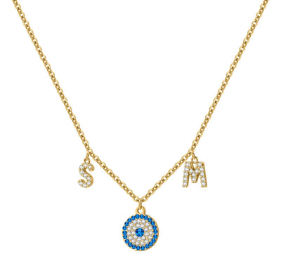 Personalized letter evil eye necklace