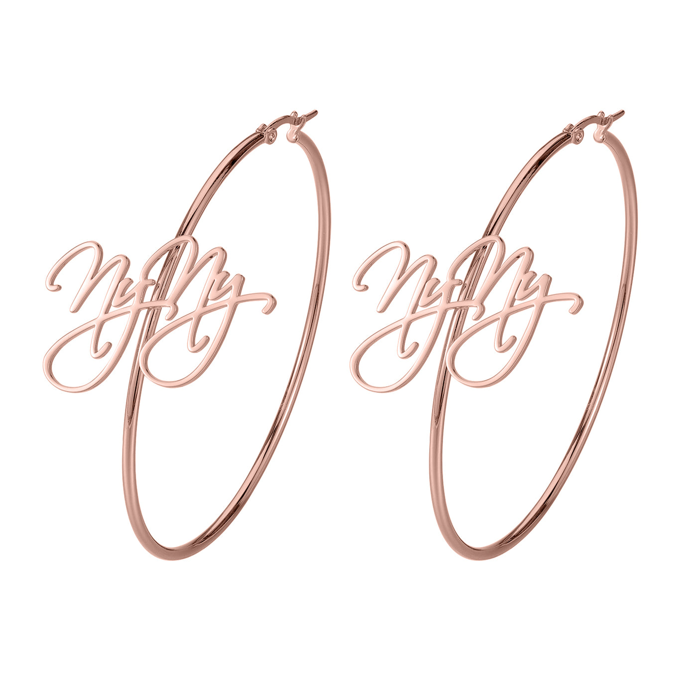 Script frontal name earrings