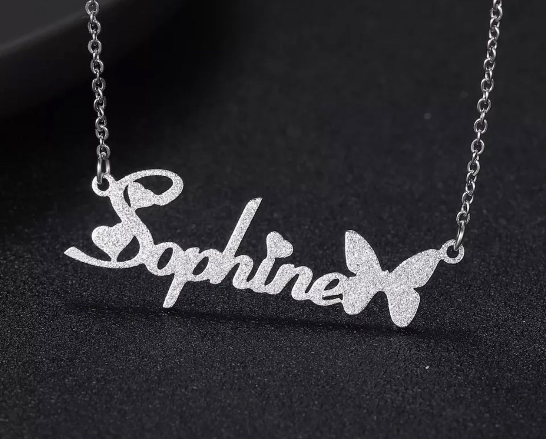 Frosted name necklace