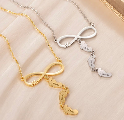 Infinity Mom Necklace With Feet