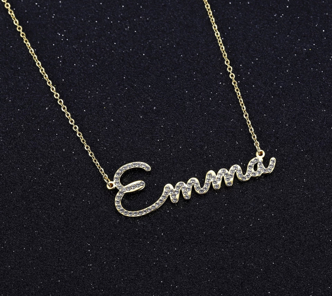 Icey waterproof name necklace super cute