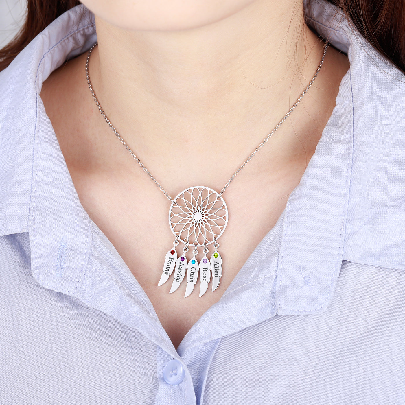 Birthstone Dream Catcher Necklace