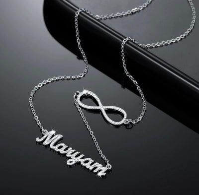 Infinity bling name necklace