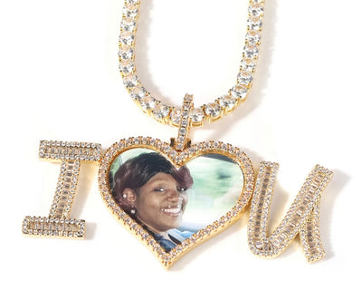 I love you photo pendant