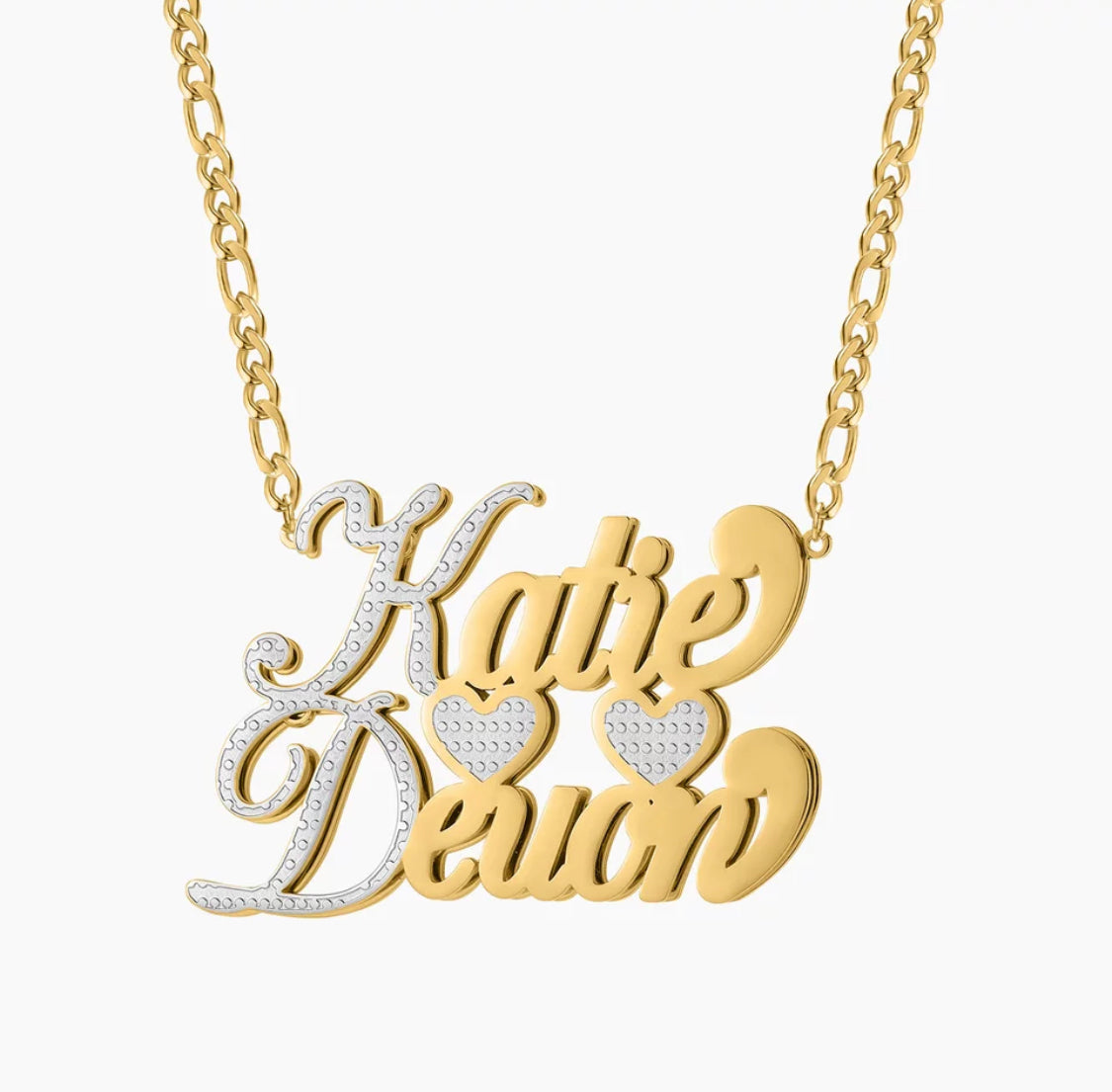 Double name necklace waterproof and two toned