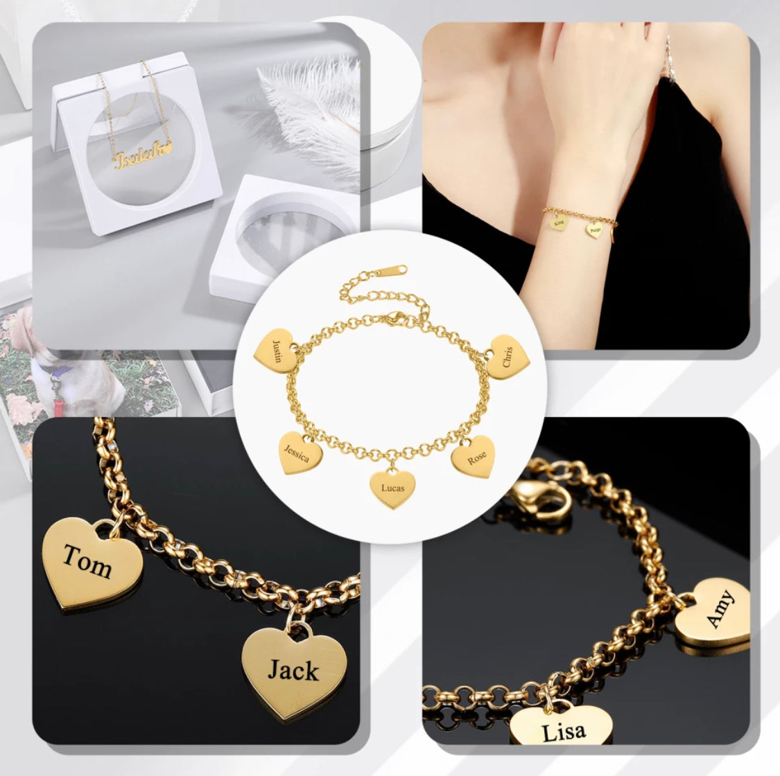 The Charm name bracelet 1-5 names