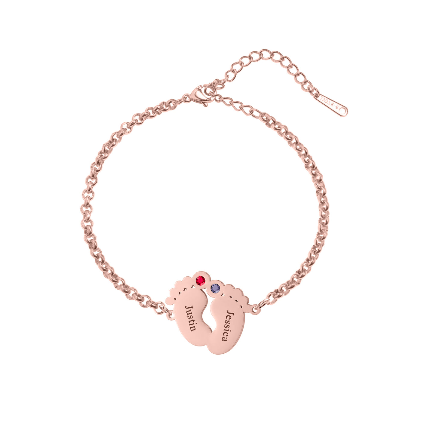 Baby Feet bracelet with birthstone