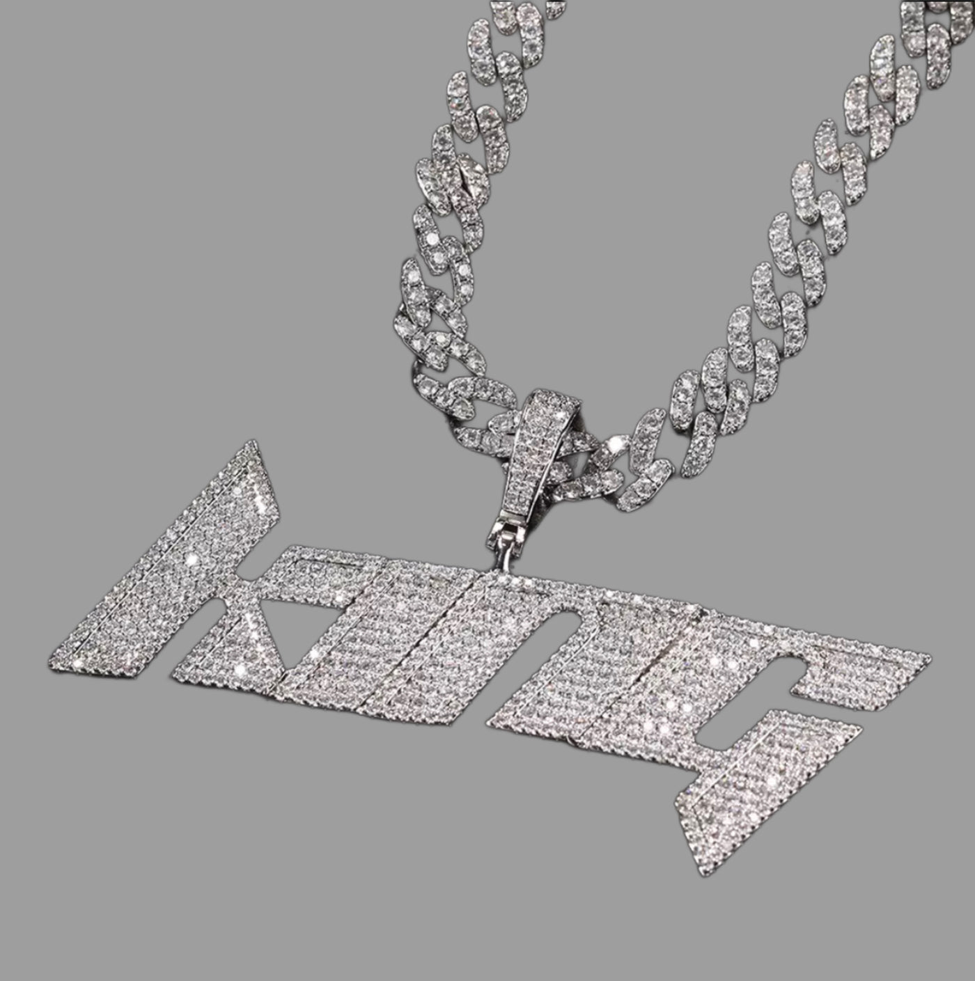 New hip hop curved letter name necklace