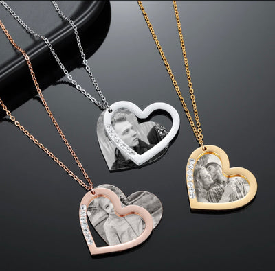 3D Engraved photo hearts