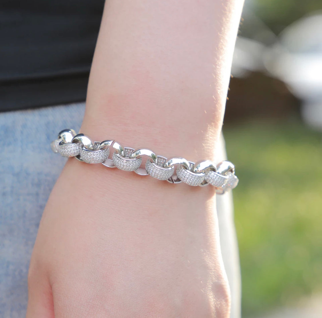 Cuban link bracelet unisex iced out paved