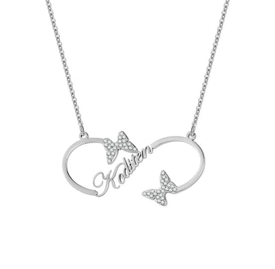 Infinity butterfly name necklace waterproof