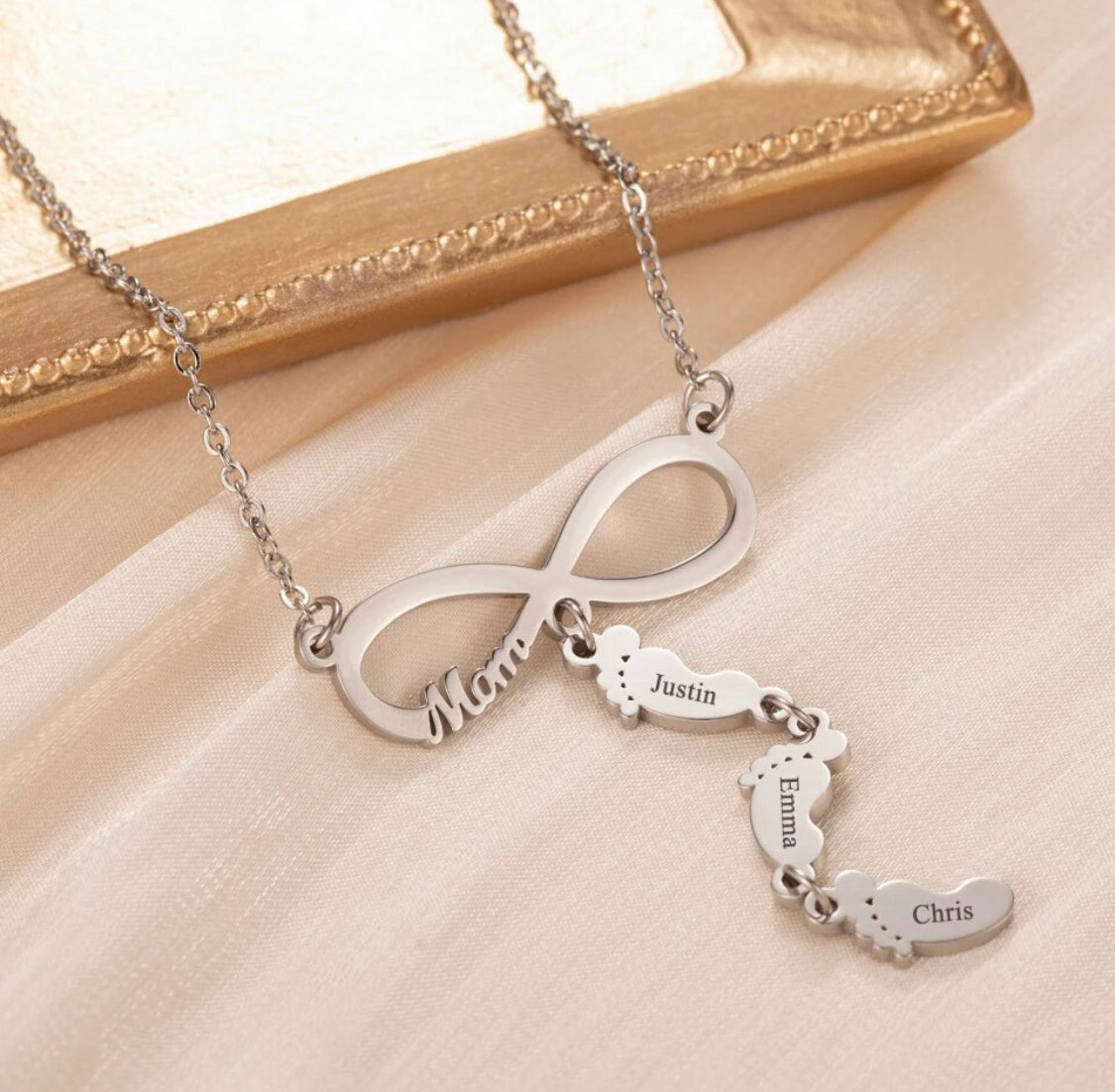 Infinity Mom Necklace With Feet