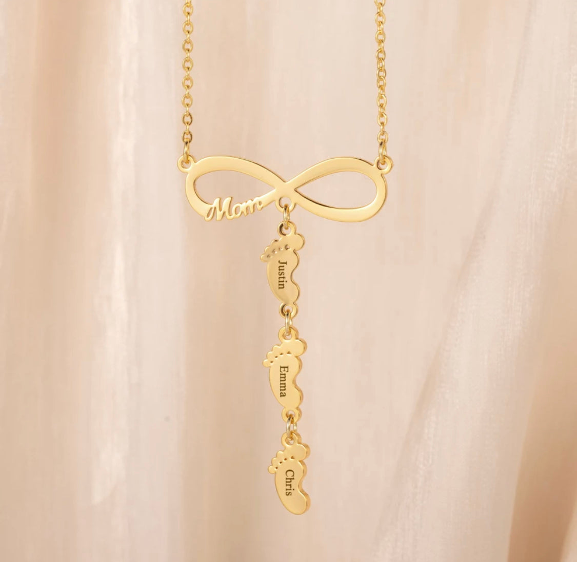 Infinity Mom Necklace With Feet