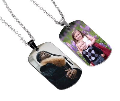 Engraved Waterproof dog tag photo necklaces adjustable