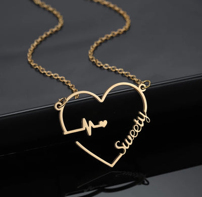 The heartbeat name necklace