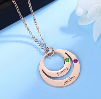 Waterproof up to 3 names birthstone circles