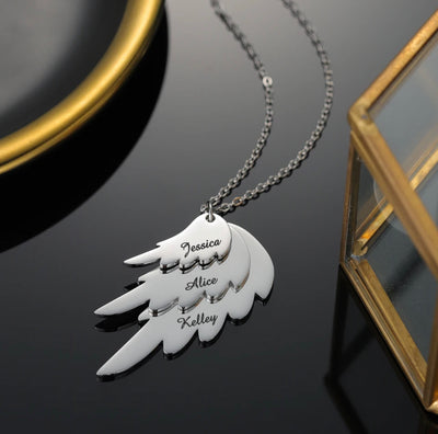 Waterproof wing necklaces engraved