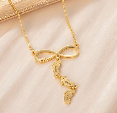 Infinity Mom Necklace With Feet