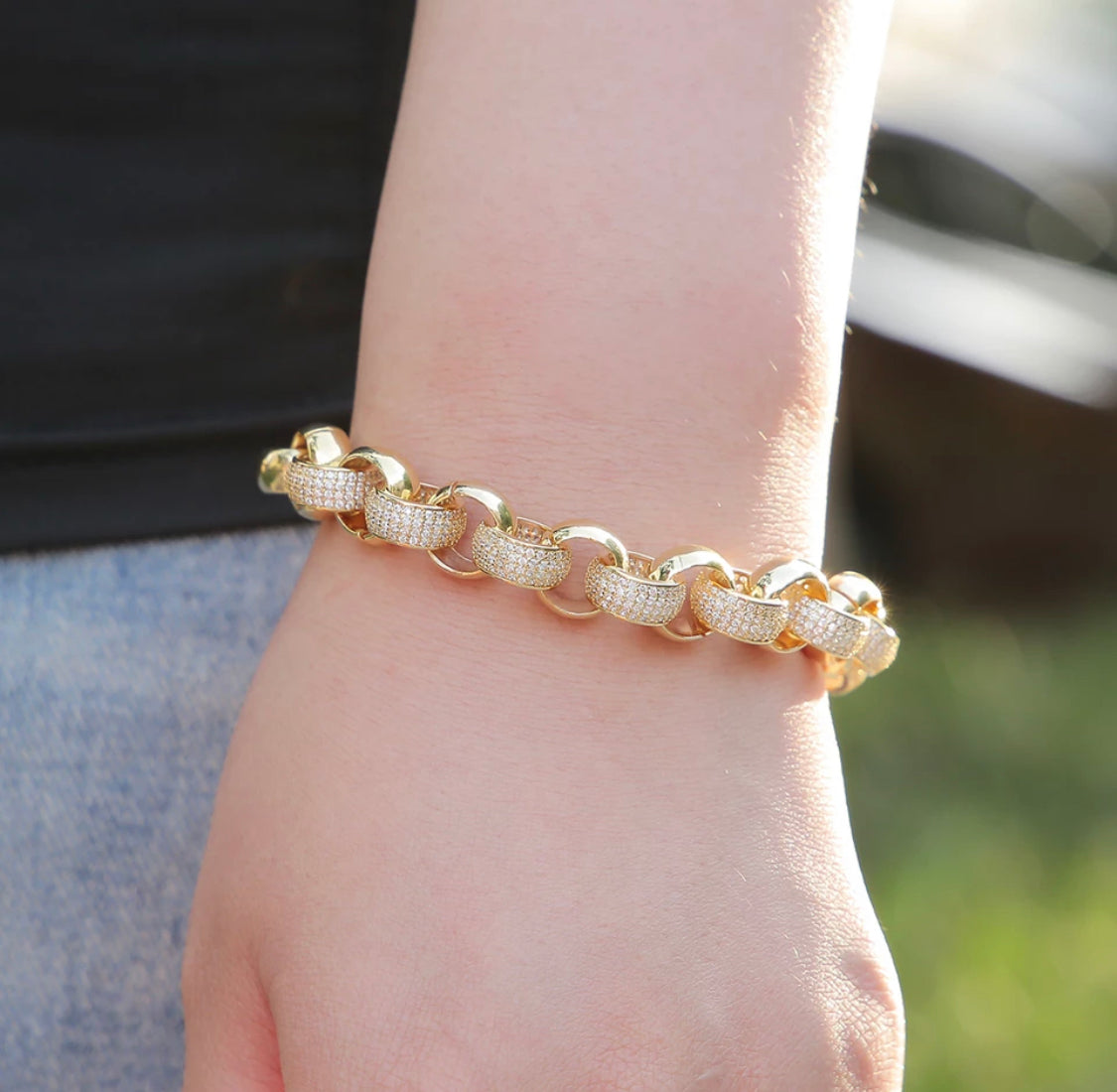 Cuban link bracelet unisex iced out paved