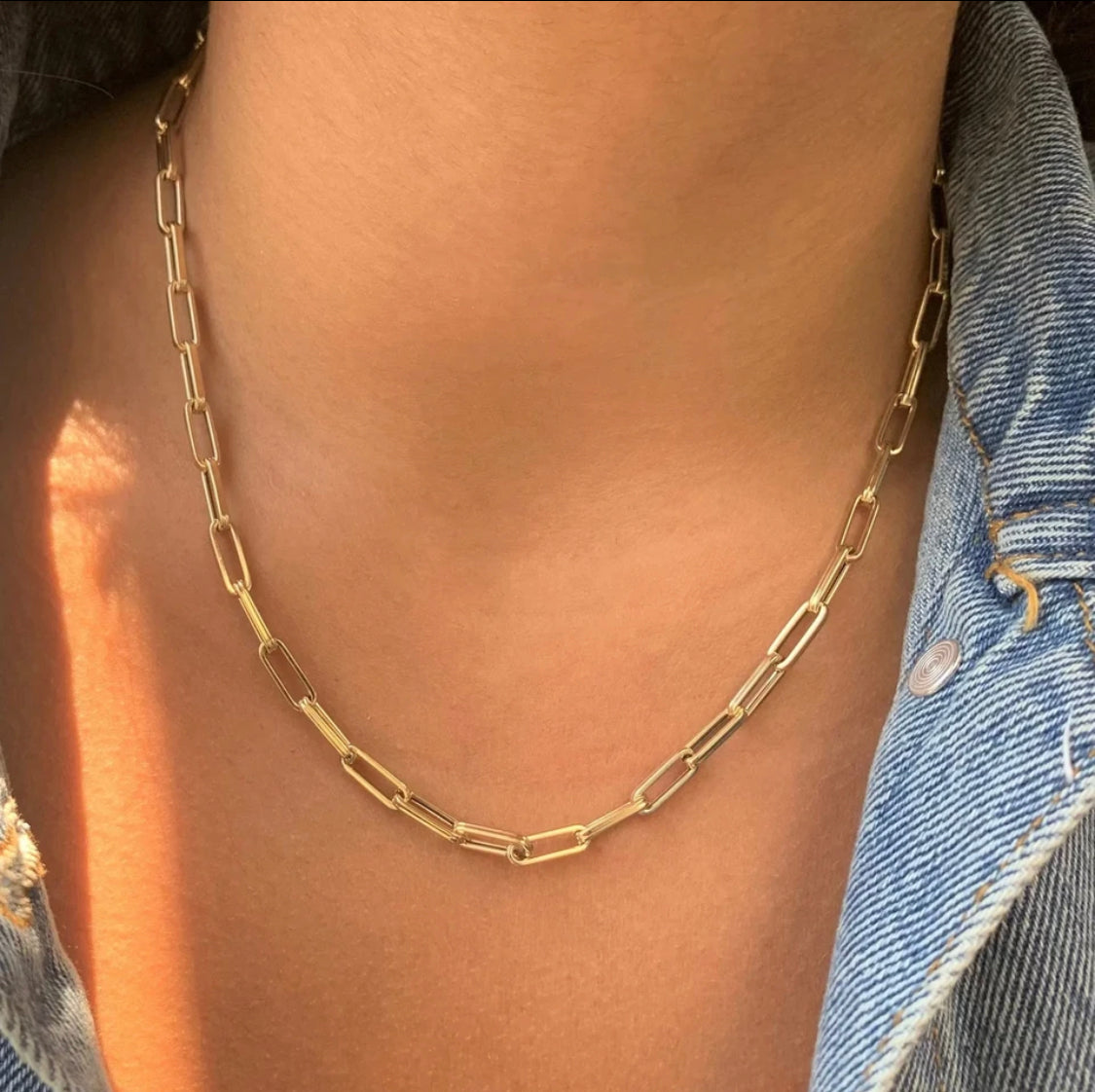 Plain link paper clip necklace