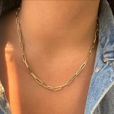 Plain link paper clip necklace