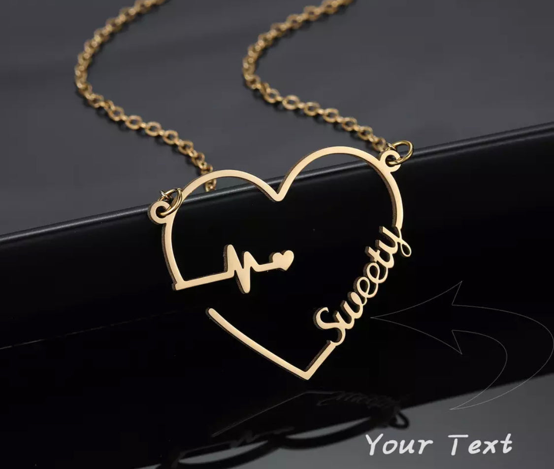 The heartbeat name necklace