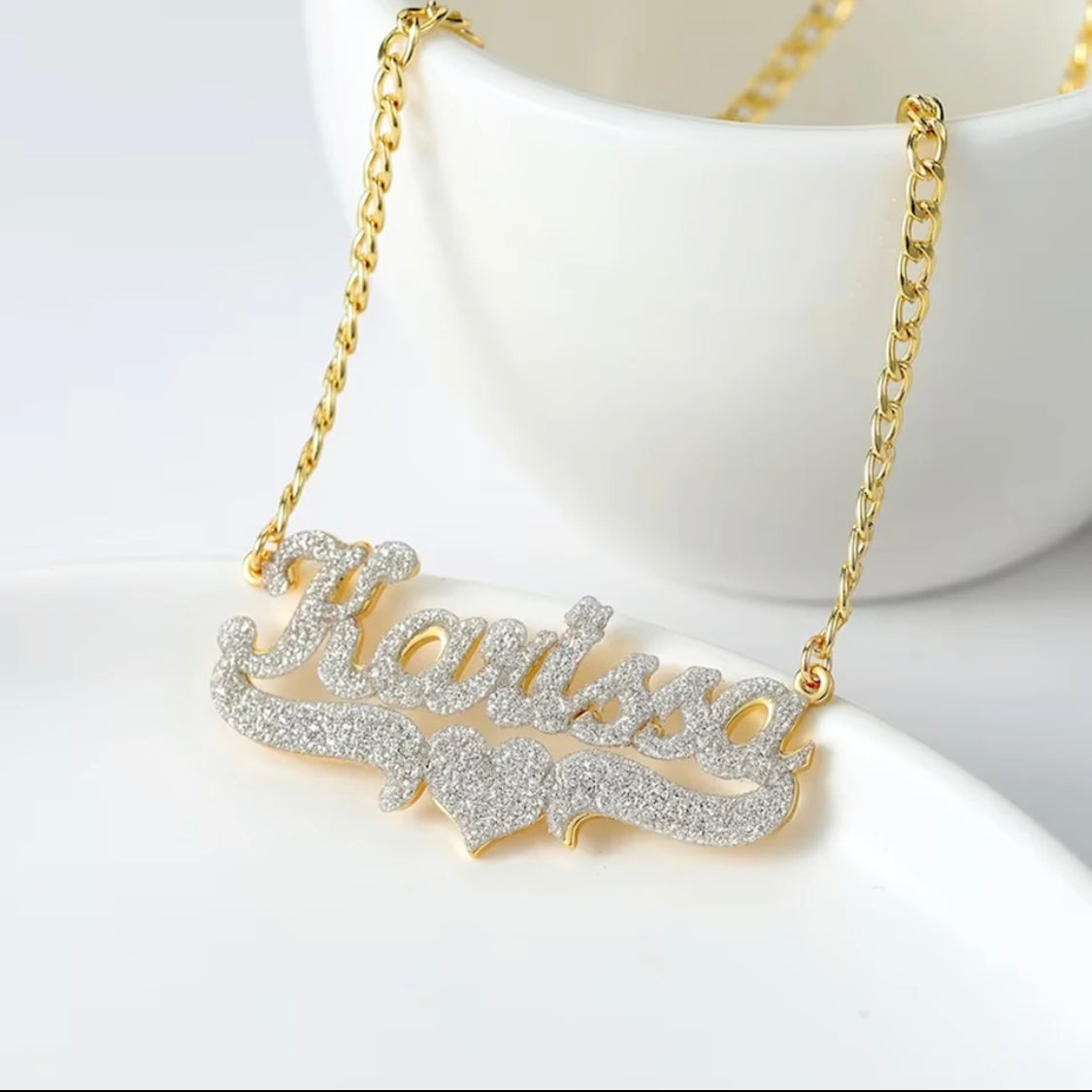 Shimmer  waterproof name necklaces