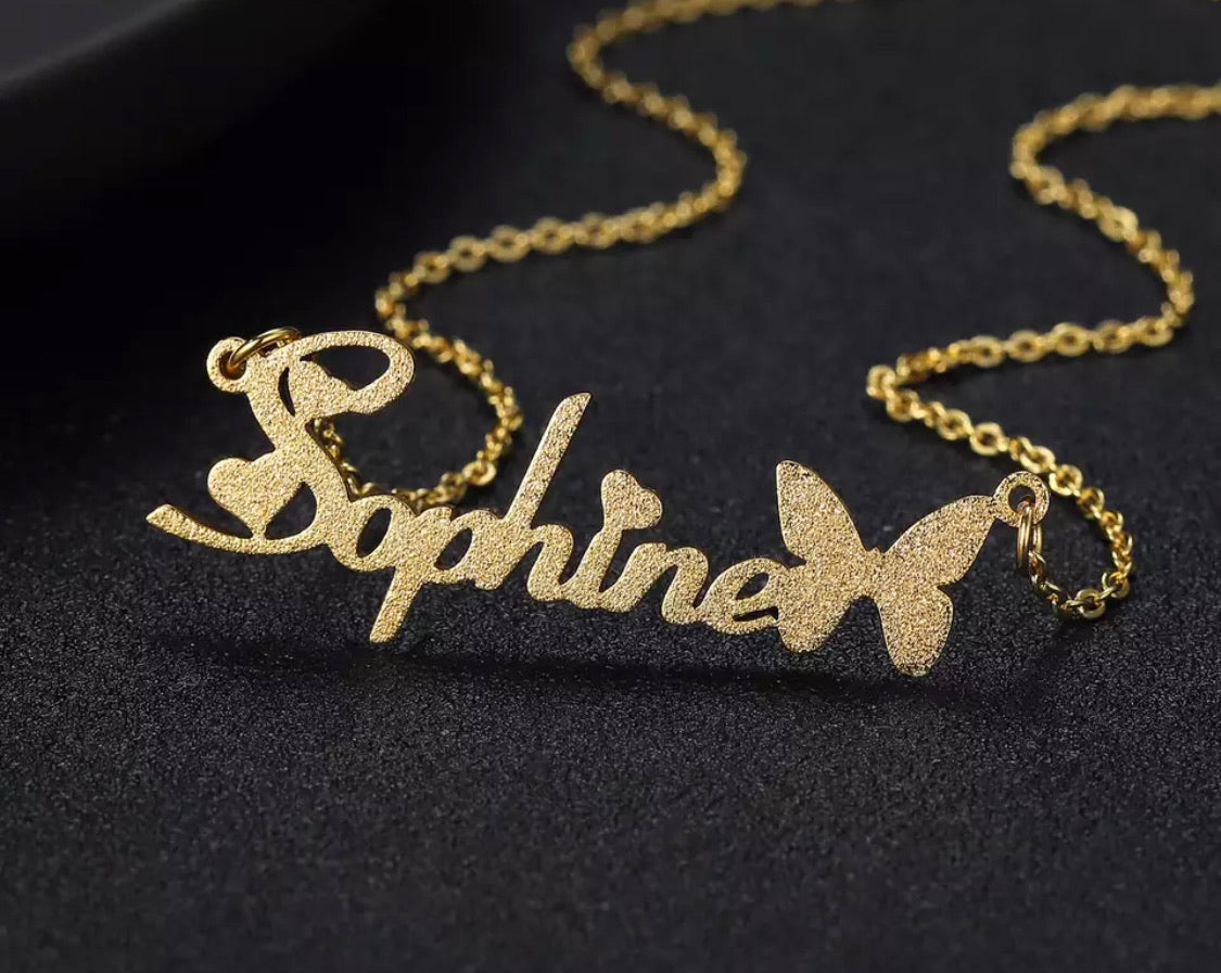 Frosted name necklace