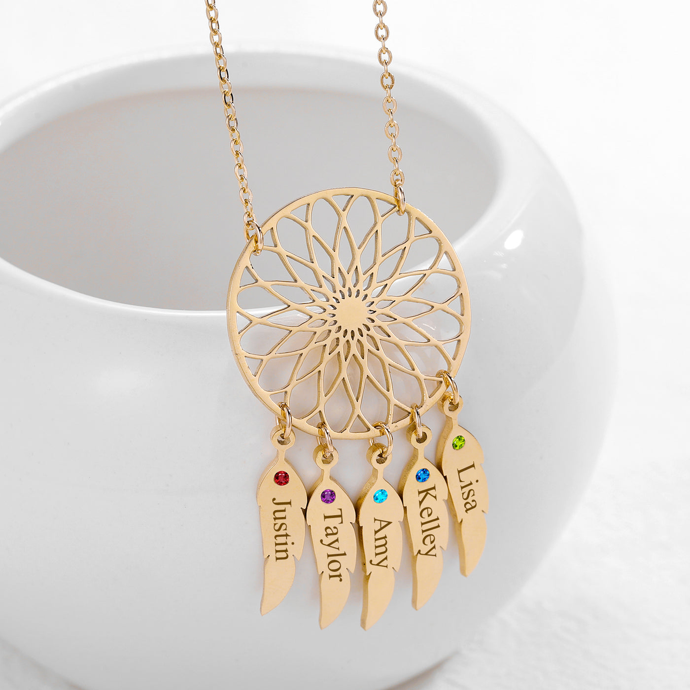 Birthstone Dream Catcher Necklace