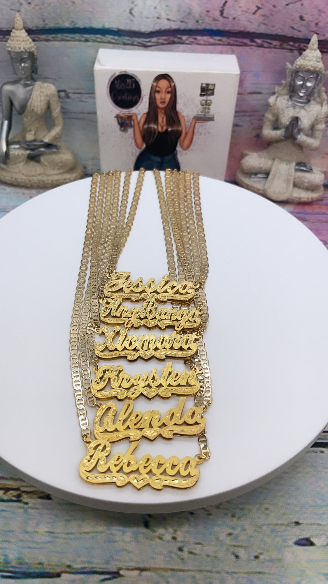 All gold or Silver plated double plated name necklace