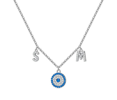 Personalized letter evil eye necklace