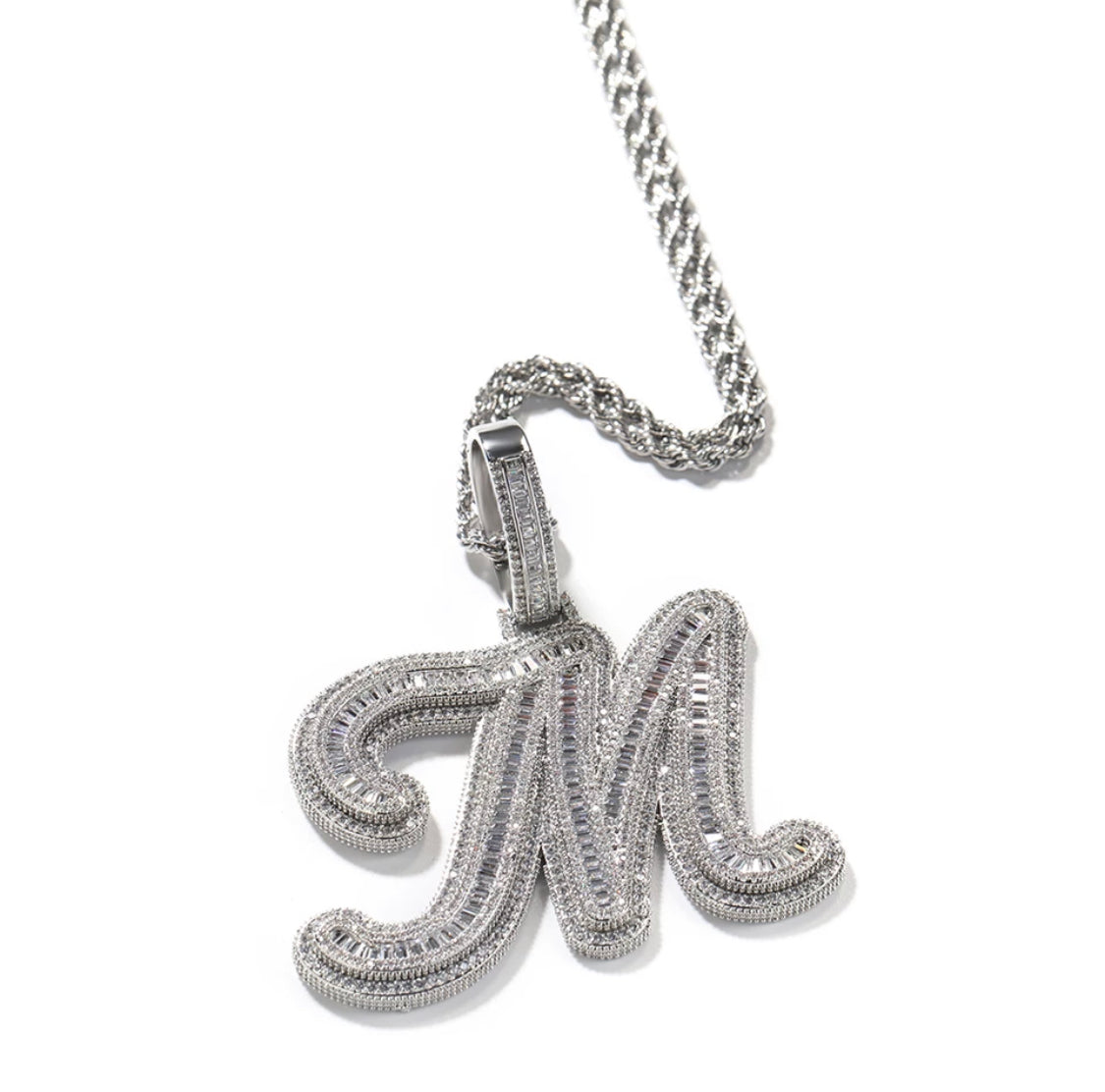 Large cursive initials with rope chain