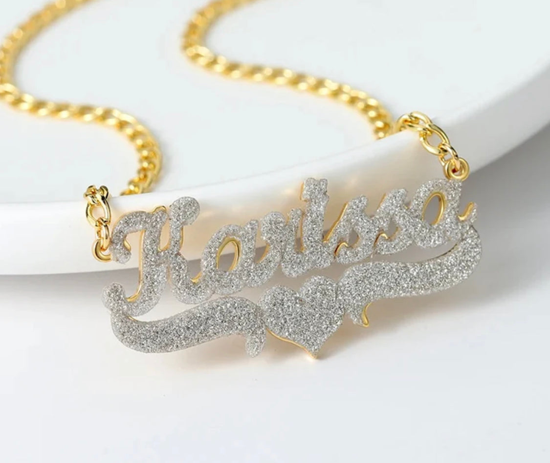 Shimmer  waterproof name necklaces