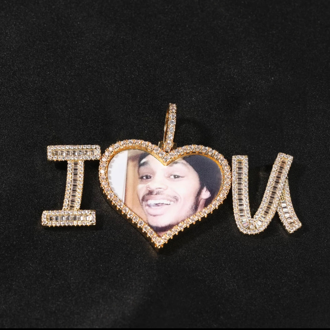 I love you photo pendant